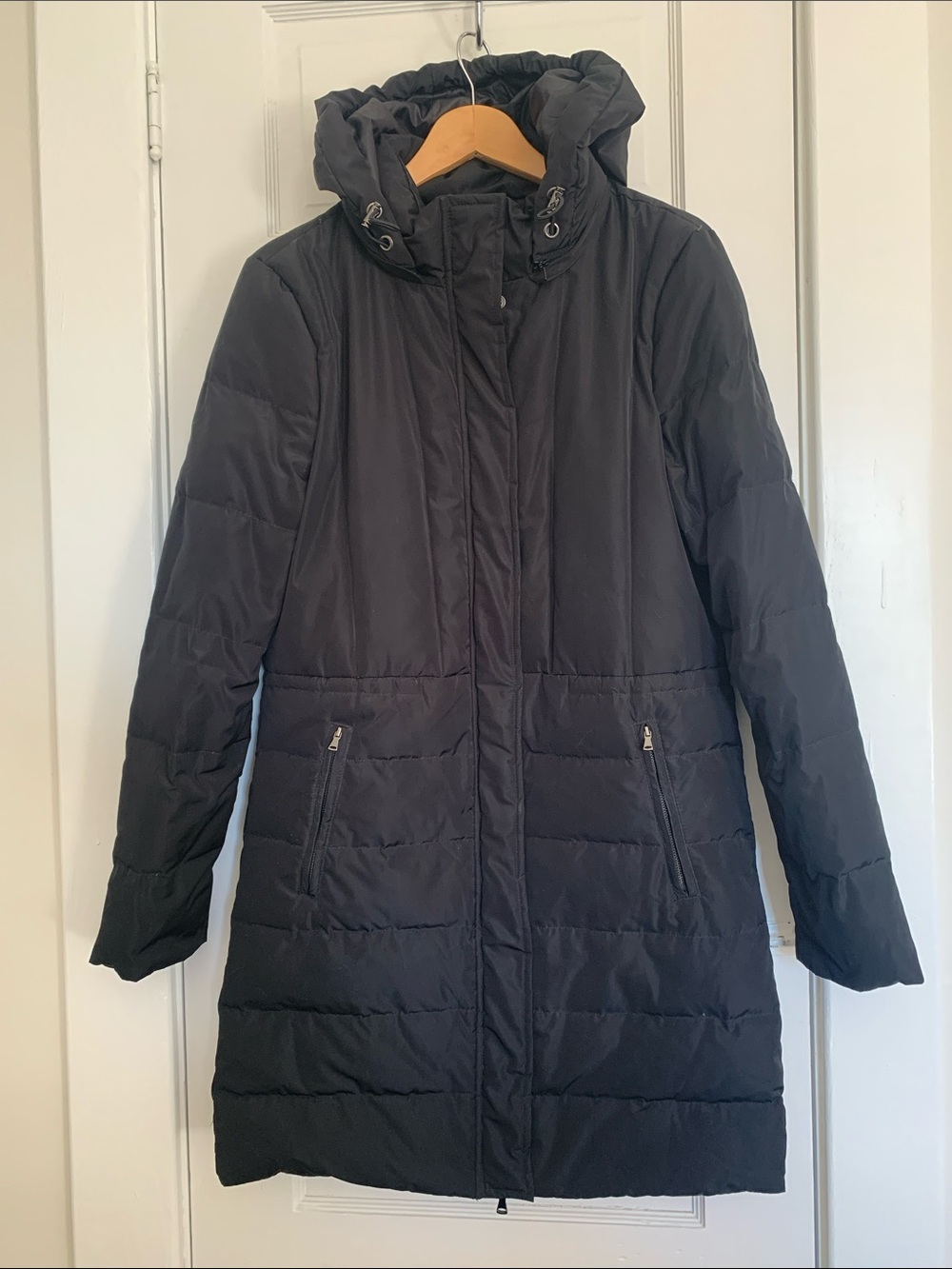Women's Black Down Filled Puffer Coat with Detachable Hood Size M